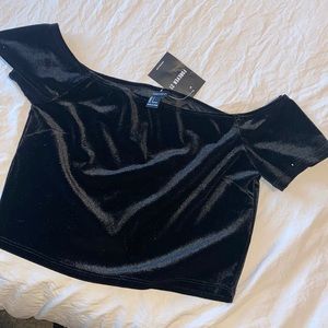 Black velvet crop top